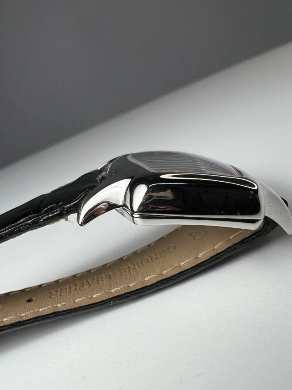 RARE MICHELE Coquette Retro Watch MOP Dial - Black Leather Belt - SWISS